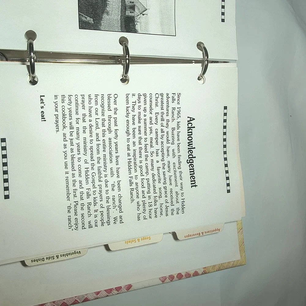 Hidden Falls Ranch 40th Anniversary Cookbook 2005 Morris Press 3-Ring Binder